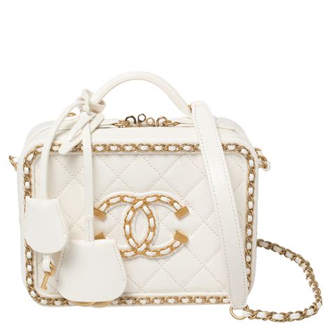 chanel vanity case bag white|Chanel vintage vanity case bag.